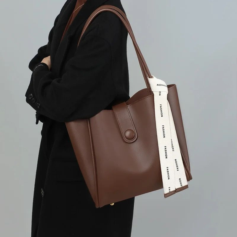 high-end fashion trends vintage Genuine Leather women Shoulder tote bags with big size