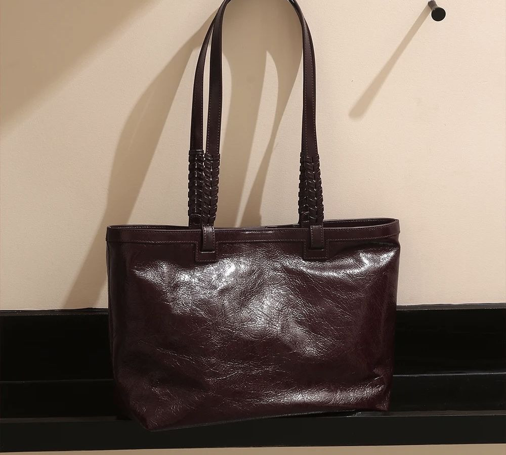 Vintage Fashion Large size High-end Genuine leather women Shoulder tote bags