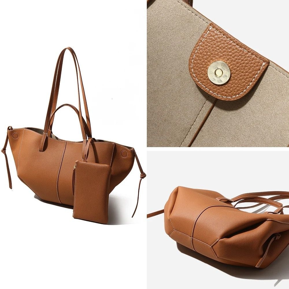 ladies Vintage Fashion Large capacity High-end Genuine leather women Shoulder tote bags