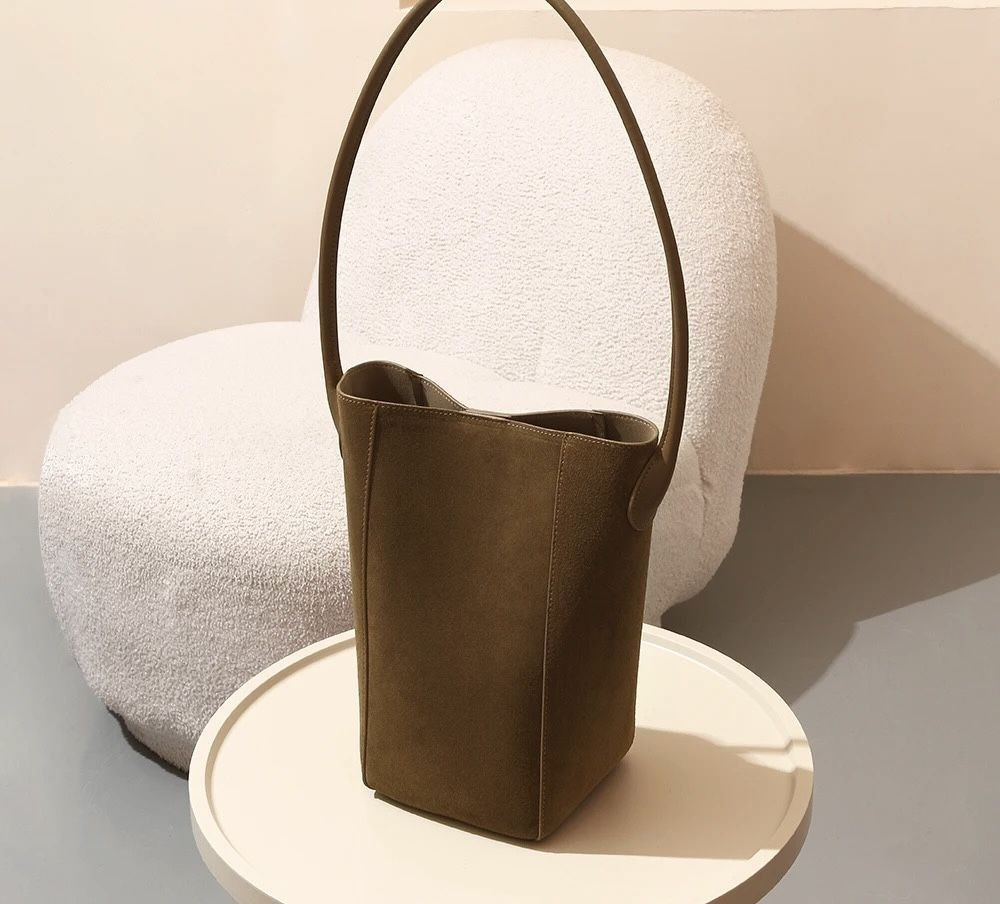 vintage commuting Genuine Leather Frosted handbags mini Small bucket bag for women