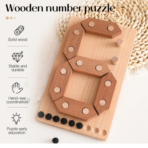 Wooden Montessori Number Puzzle Board Game