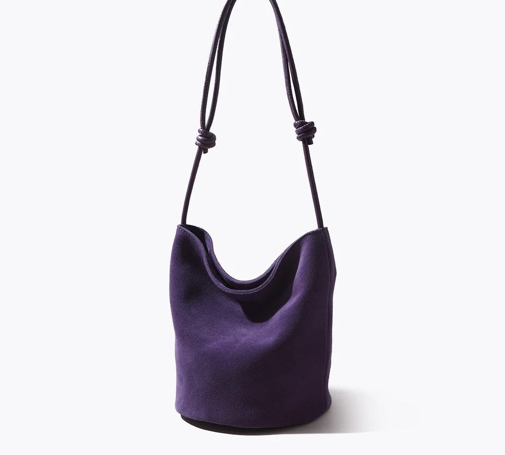 High-end lady Vintage Large capacity Frosted Genuine leather womens Shoulder bucket bag