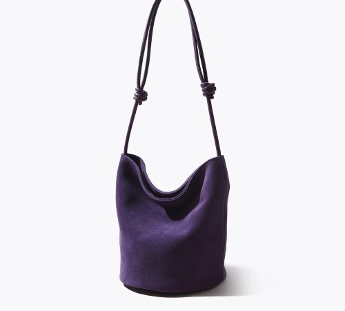 High-end lady Vintage Large capacity Frosted Genuine leather womens Shoulder bucket bag