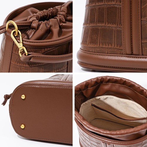 Crocodile Pattern Genuine Leather Women Shoulder Bag Vintage Simple Lady Handbag Crossbody