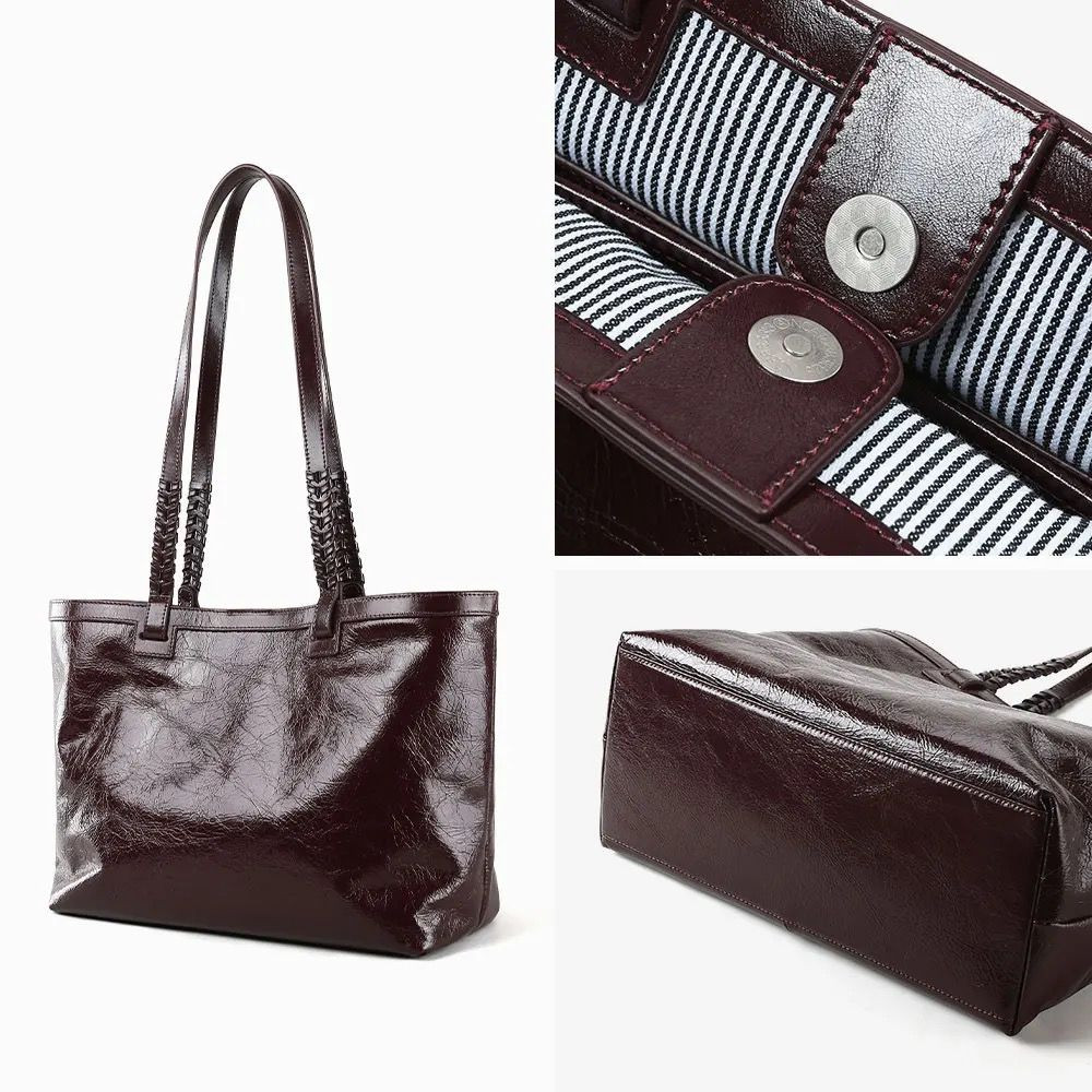 Vintage Fashion Large size High-end Genuine leather women Shoulder tote bags