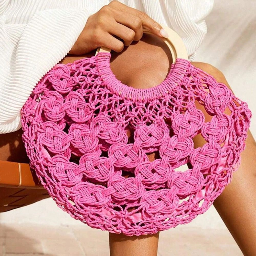 straw Large Capacity Tote Bag Portable Shoulder Bag For Women
